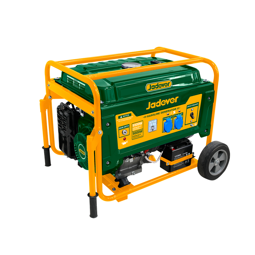 Generador a gasolina 3000rpm pot máx 55kw pot nom 50kw motor 4 tiempos ohv 420cc refrigerado por aire encendido tci arranque manual + eléctrico tanque combustible 25l Jadever