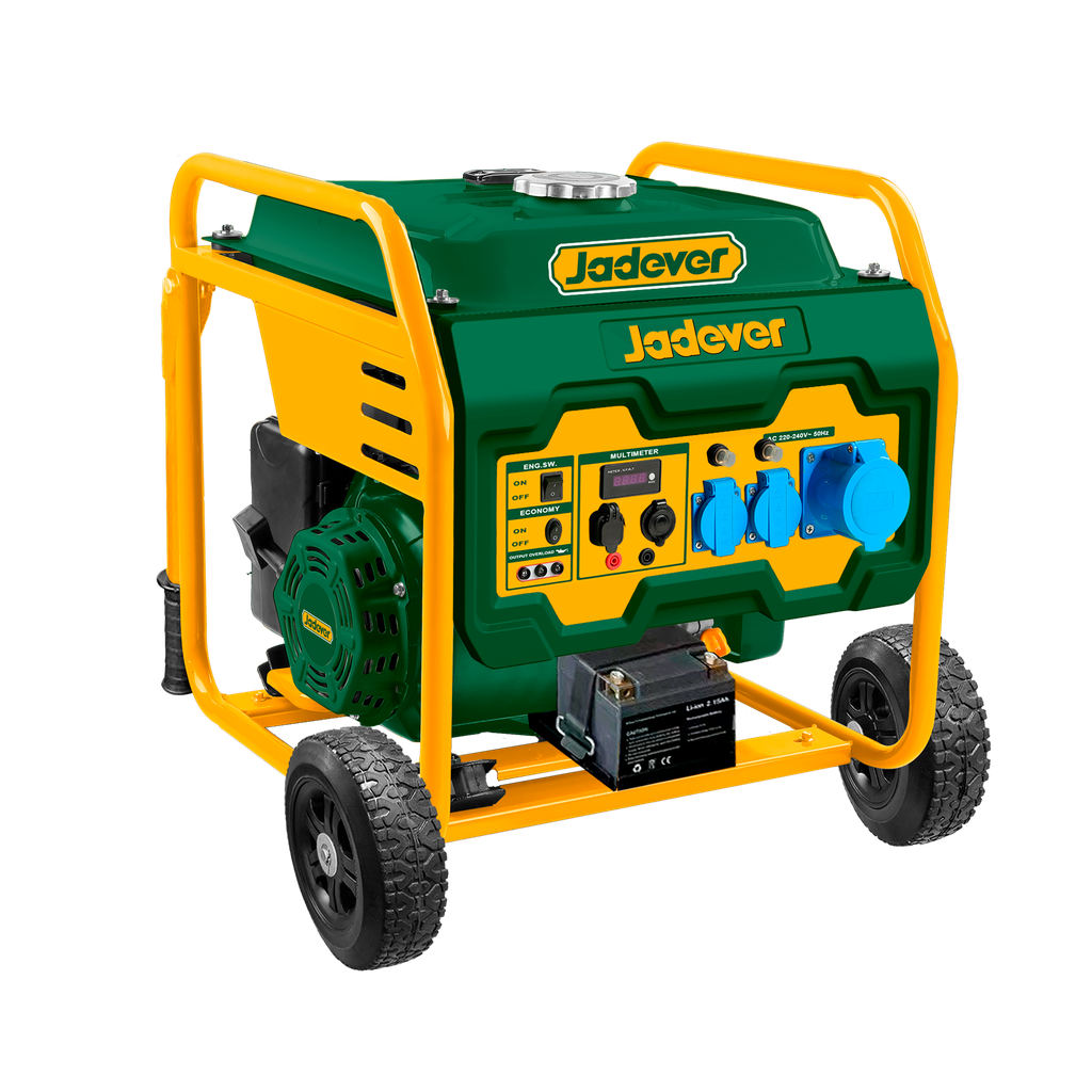 Generador a gasolina inverter pot máx 75kw pot nom 70kw thd <3% motor 4 tiempos ohv 420cc refrigerado por aire vel variable encendido tci arranque manual + eléctrico tanque 15l Jadever