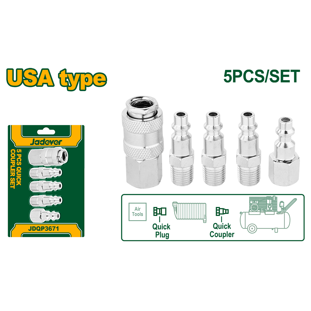 Set Acople conectores rápidos 1/4" Jadever
