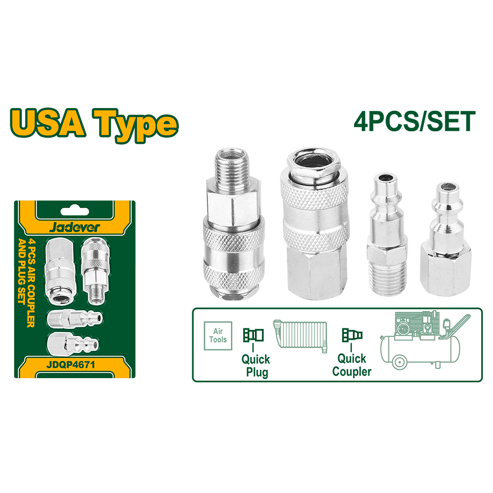 Set Acople conectores Rápidos 1/4" Jadever