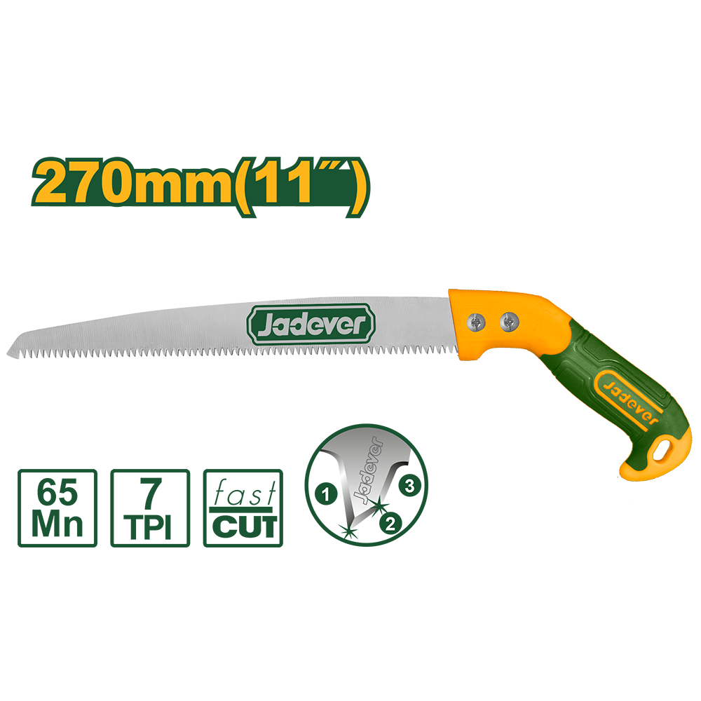 Sierra podar 270mm (11'') acero n cantidad dientes 7tpi dientes triples corte rápido Jadever