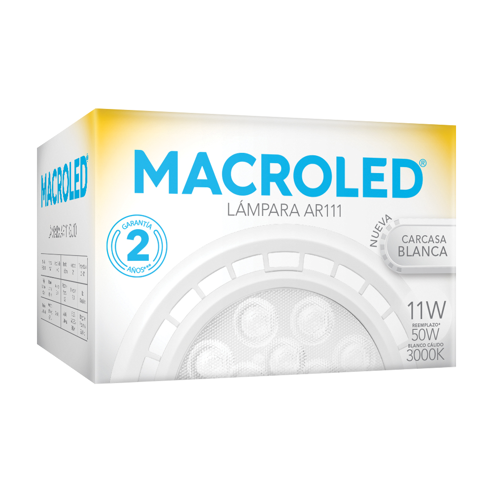 AR111 Eco 11w cálido 25° blanco GU10 Macroled