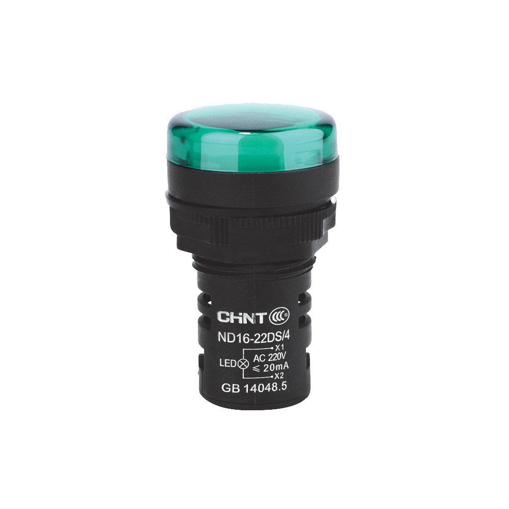 OJO DE BUEY 22 MM COLOR VERDE LED RES 24V CORTO