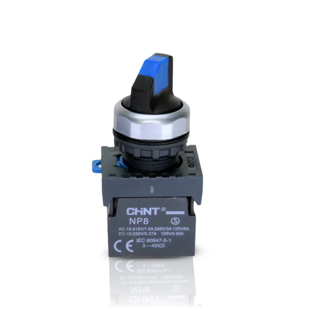 SELECTORA DE 2 POSICIONES 22 MM - NP8 - COLOR AZUL - C/2NA - C/RETORNO