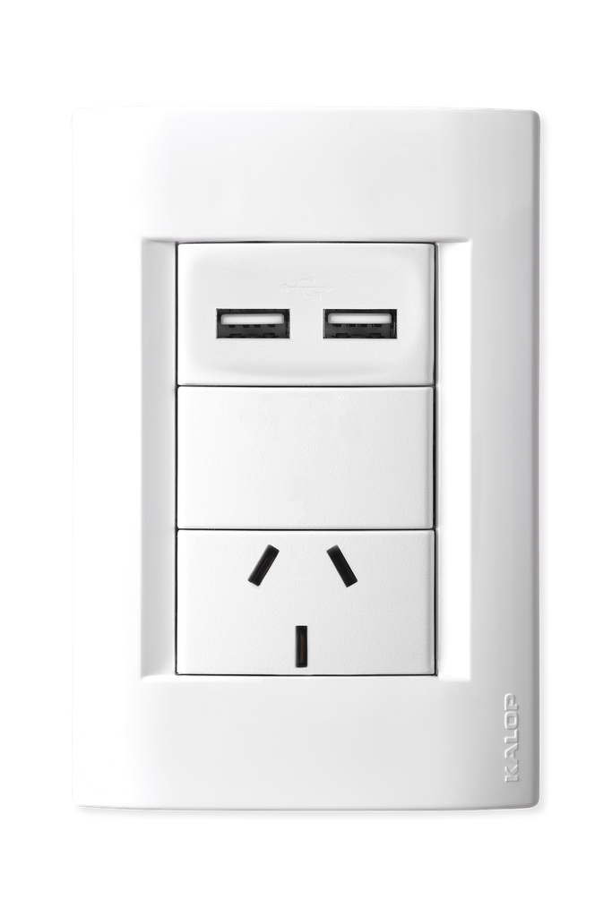 LLAVE CIVIL BLANCA 2 TOMAS USB + 10A - KALOP