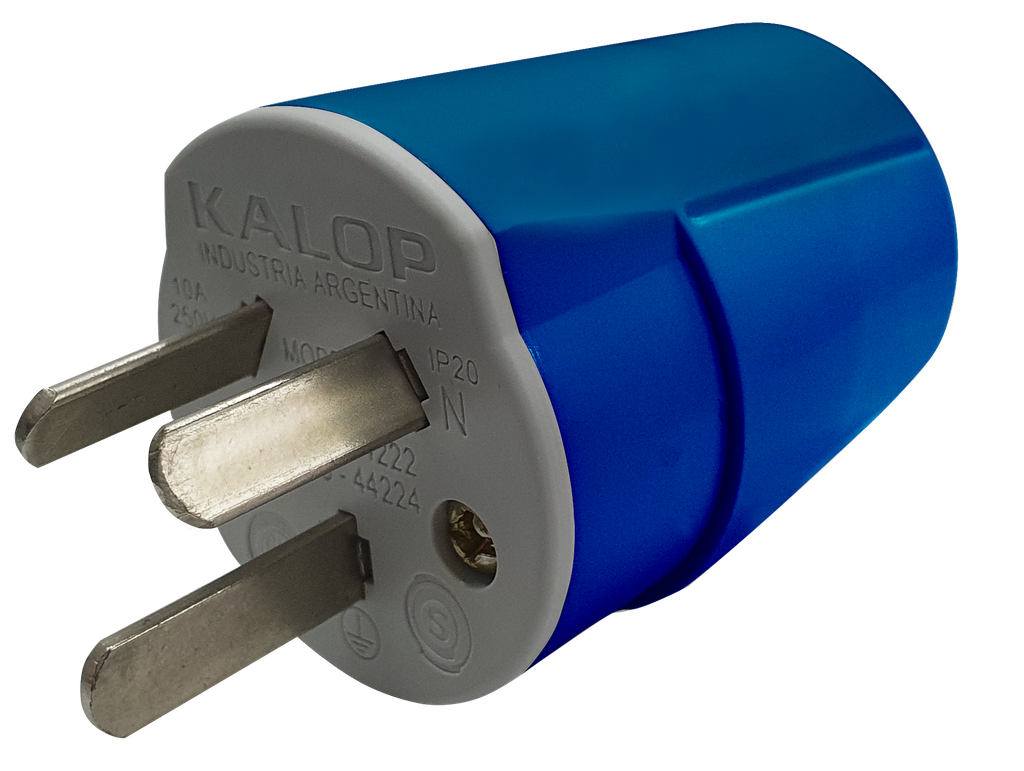 Ficha macho 10A heavy duty azul - Kalop