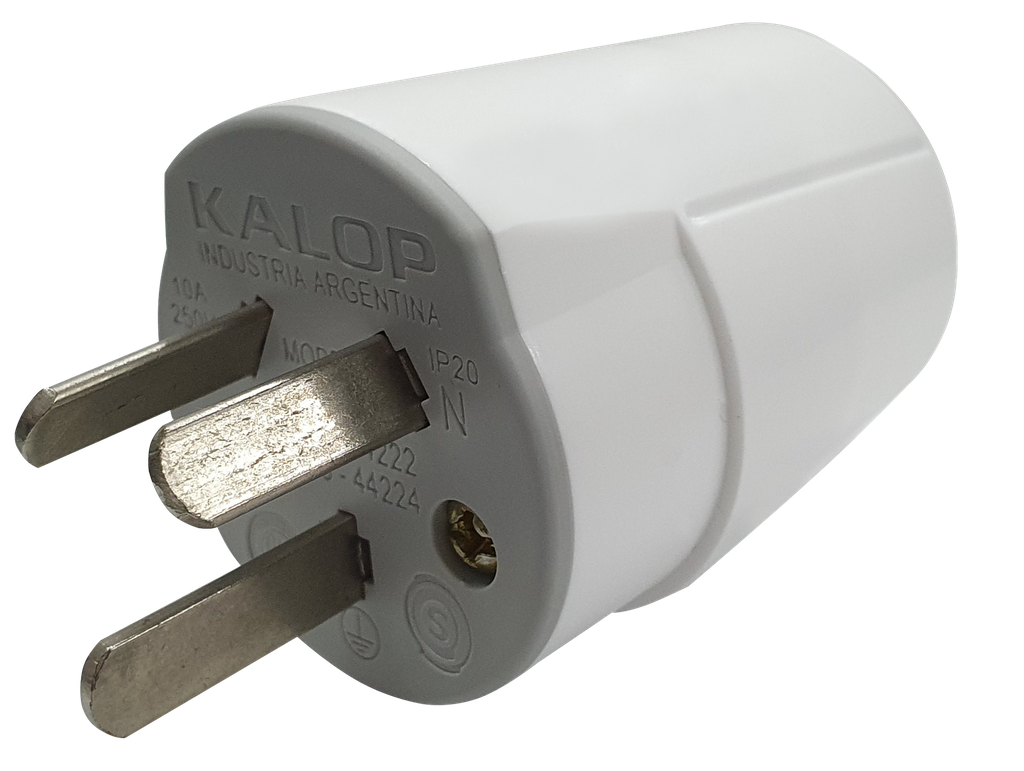 Ficha macho 10A heavy duty blanca - Kalop