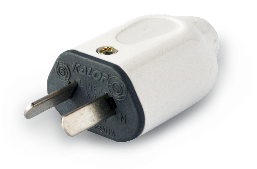 Ficha macho K2 2 pernos chatos blanca - Kalop