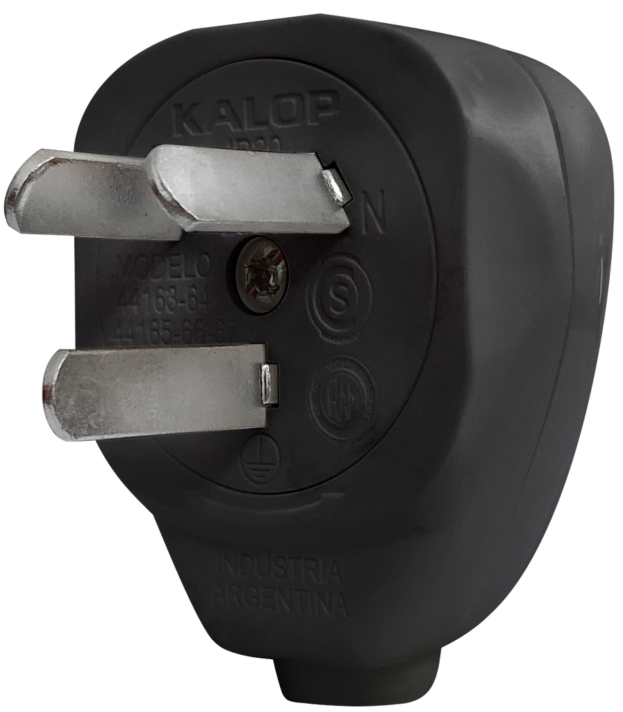Ficha lateral macho 10A negra - Kalop