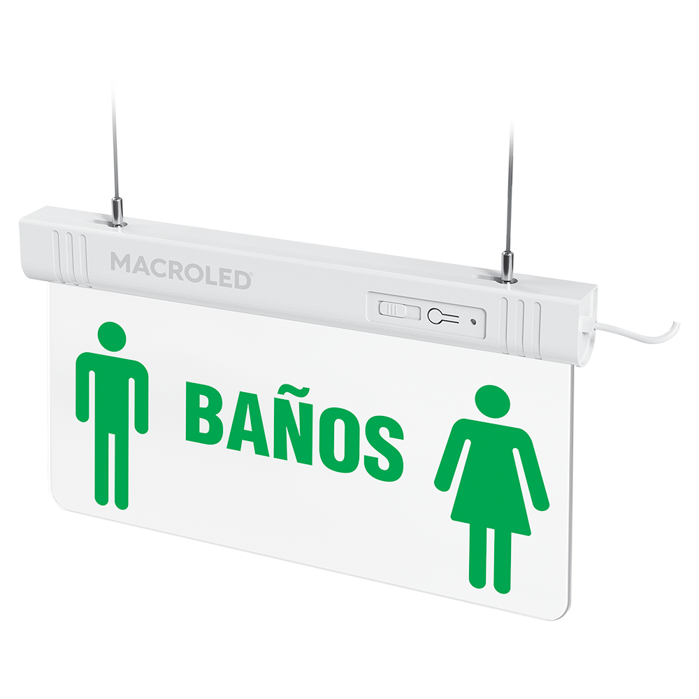 Cartel de Salida de Emergencia Luminoso -Baños- Macroled