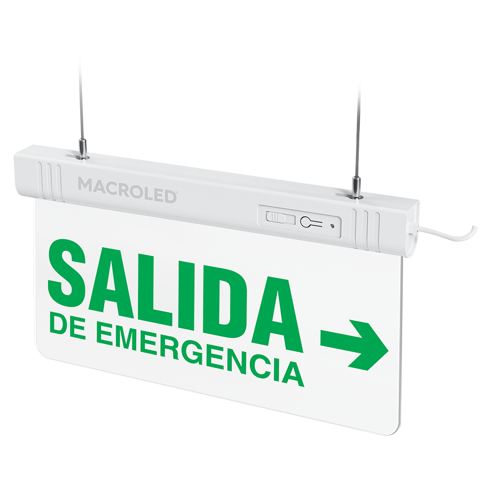 Cartel de Salida de Emergencia Luminoso -Emergencia Derecha- Macroled