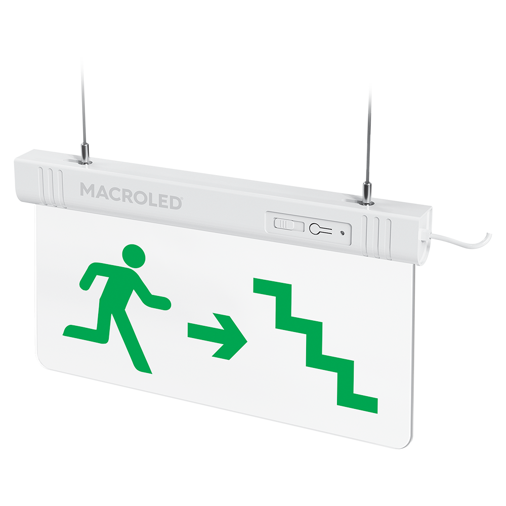 Cartel de Salida de Emergencia Luminoso -Hombre Escalera- Macroled
