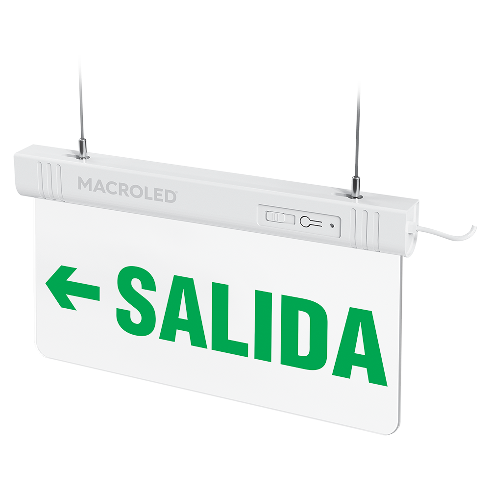 Cartel de Salida de Emergencia Luminoso -Salida Izquierda- Macroled
