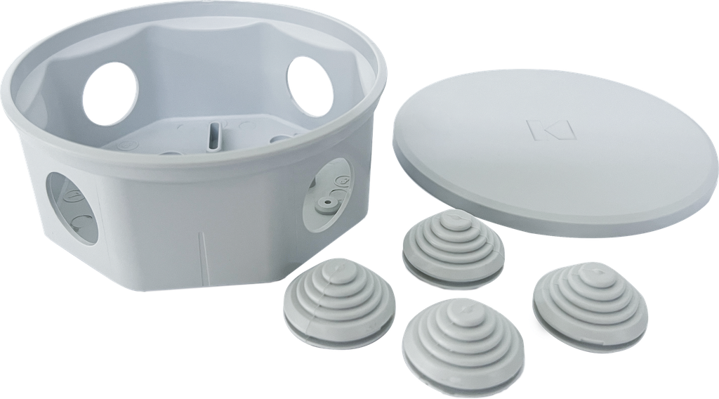 Caja de aplicar pvc octogonal grande perforada con tapa gris - Kalop