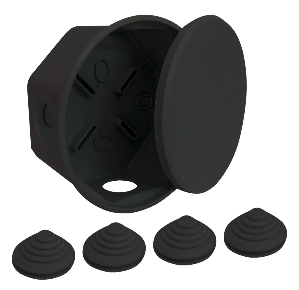 Caja de aplicar pvc octogonal grande con tapa negra - Kalop