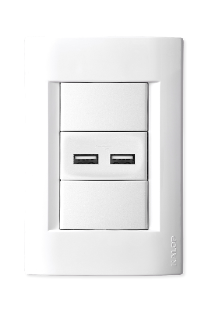 LLAVE CIVIL BLANCA 1 TOMA DOBLE USB - KALOP
