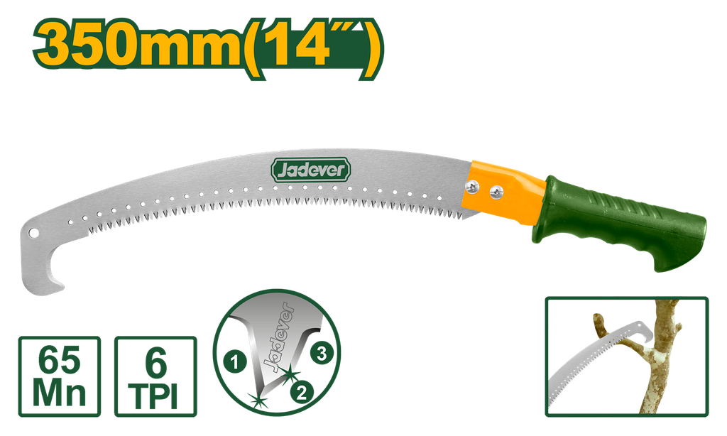 Serrucho de poda 350mm mango bicolor Jadever