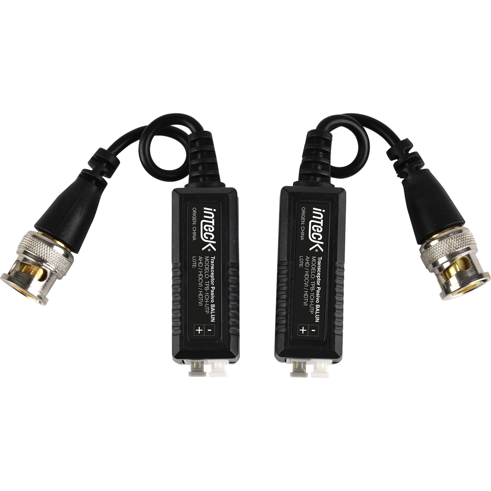 KIT DE TRANSCEPTORES PASIVOS (BALUNS) PARA 1CH VIDEO ANALÓGICO. FORMATOS AHD/HDCVI/HDTVI CON CABLE UTP CAT5E/CAT6. SOPORTE DE 720P A 8 MPX PROTECCIÓN INTEGRADA CONTRA SOBRETENSIONES Y TRANSITORIOS INTECK 