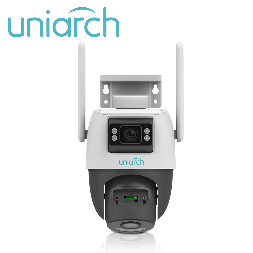 Cámara IP WiFi PT Dual 3MP para Exterior – Lente Fija + Móvil con Audio - Uniarch