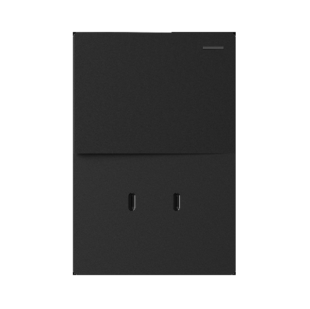 TECLA Y USB-C MILAN NEGRO MACROLED, 1 CANAL, 2 VIAS, AC 250V, 10A MAX. 2 USB-C DE 30W, BASTIDOR METALICO MACROLED 