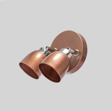 Spot Qatar 2 luces GU10 base redonda 12cm cobre - Rosario Iluminación
