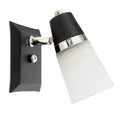 Spot 1 luz negro con cromo base cuadrada tulipa cónica - Rosario Iluminación