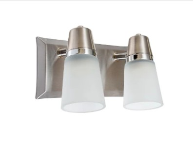 Spot Bogotá 2 luces platil con cromo satinado base rectangular - Rosario Iluminación