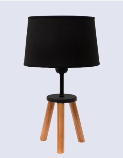 Velador Nórdico Trípode de Madera Negra - Rosario Iluminación