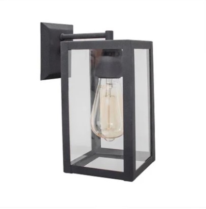 Farol Delia 4 caras con vidrio 12x12x22 negro - Rosario Iluminación