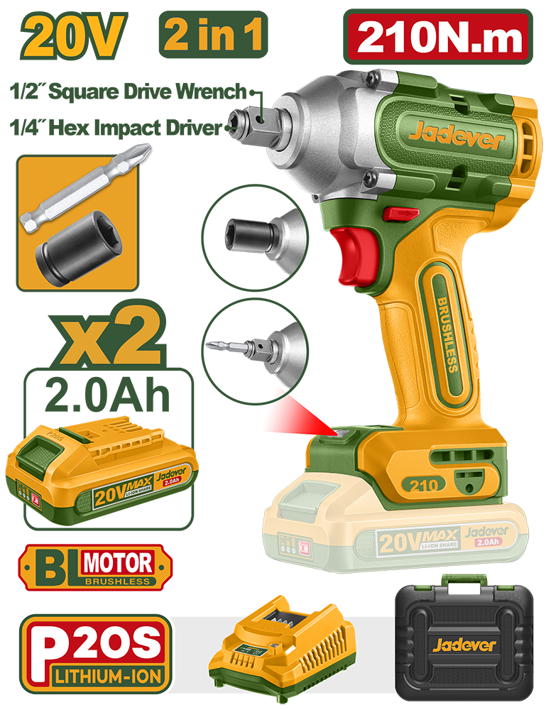 Llave de Impacto inalámbrica 20v Jadever