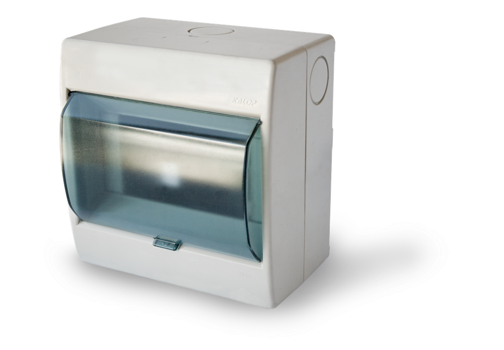 Tablero de aplicar pvc 6 módulos con tapa gris IP20 - Kalop