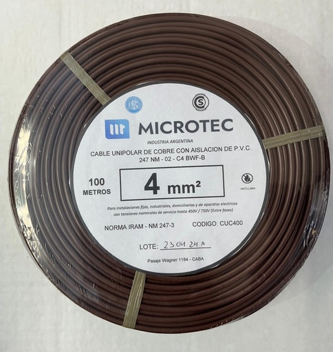 [CUC400M] Cable 1x4 marrón C4 rollo 100m MICROTEC 