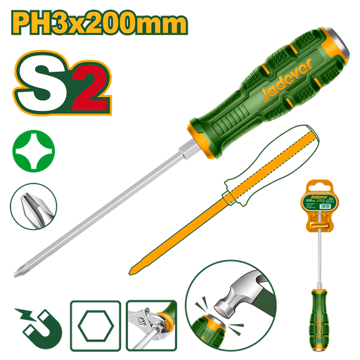 [JDQJ2238] Destornillador impacto S2 PH3 200mm Jadever