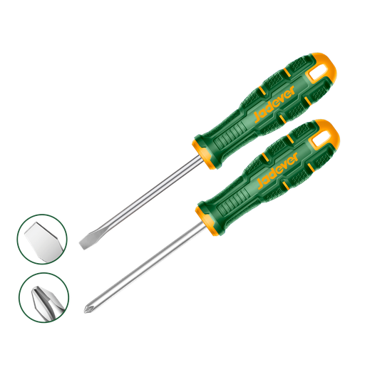 [JDSSA402] KIT DE DESTORNILLADORES - 2 PIEZAS - PLANO SL6.5 X 125MM + PHILLIPS PH2 X 125MM - MANGO ERGONÓMICO