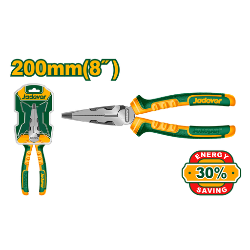 [JDPL2718] Pinza punta larga alto torque 8" mango bicolor Jadever