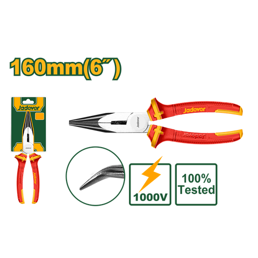 [JDPL4936] Pinza punta curva aislada 160mm Jadever
