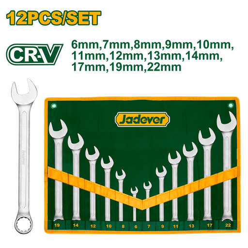 [JDSP1M12] Set llaves x12 CRV Combinadas 6-22mm Jadever