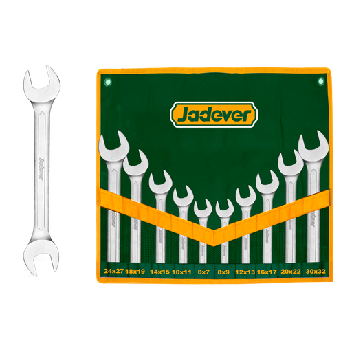 [JDDS2M10] KIT DE LLAVES DOBLES DE 10 PIEZAS - ACERO CR-V - TAMAÑO: 6/7MM, 8/9MM, 10/11MM, 12/13MM, 14/15MM, 16/17MM, 18/19MM, 20/22MM, 24/27MM, 30/32MM