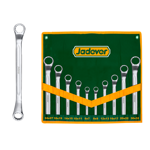 [JDFS5M10] Kit llaves combinadas acodada 10 piezas acero cr-v 6/7mm 8/ 10/ 12/ 14/ 16/ 18/ 20/ 24/ 30/ Jadever
