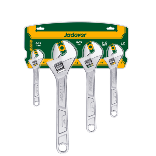[JDAW174K] KIT DE LLAVES FRANCESAS DE 4 PIEZAS: LLAVE FRANCESA DE 150MM (6'') + LLAVE FRANCESA DE 200MM (8'') + LLAVE FRANCESA DE 250MM (10'') + LLAVE FRANCESA DE 300MM (12'')