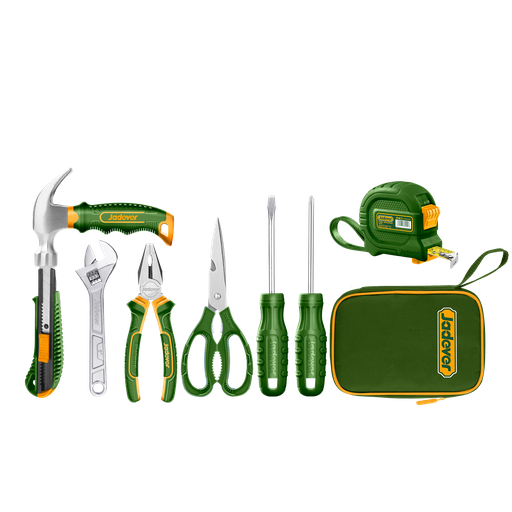 [JDHS1M08] Kit herramientas manuales 8 piezas incluye varias heramientas manuales + bolso porta herramientas Jadever