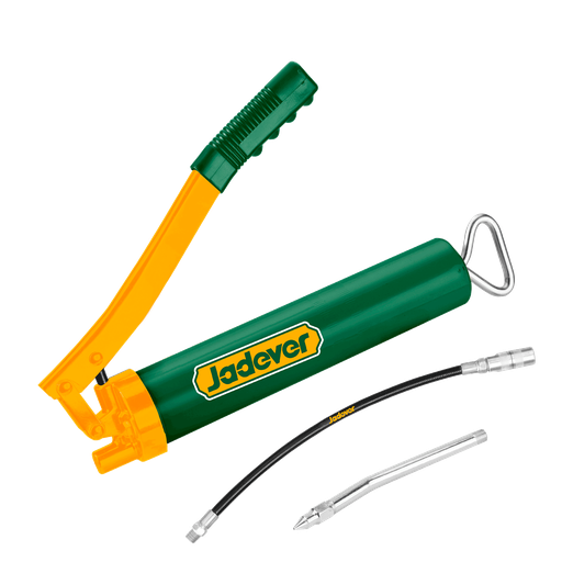 [JDGG2540] Pistola grasa 400cc manual boquilla acero 12mm + manguera nailon flexible alta presión+ boquilla curva metálica Jadever