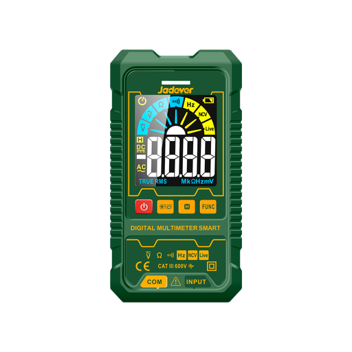 [JDDM1503] Multímetro digital true rms 4000 cuentas inteligente voltaje cc / ca 4v~600v resistencia 4k?~40m? frecuencia 4hz~40khz vivo alarma audio luz rango automático Jadever