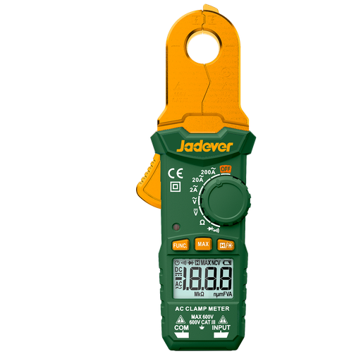 [JDDM65015] Pinza amperimétrica cc/ca pantalla 2000 cuentas corriente ca / cc 2a~200a voltaje ca 2v~600v voltaje cc 200mv~600 v resistencia 200?~? capacitancia 2nf~f prueba diodo Jadever