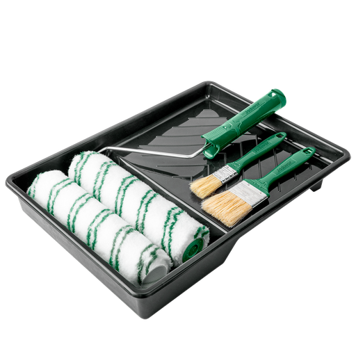 [JDCB3H62] Kit rodillos pintura 6 1 2 rodillos 230mm + soporte rodillo + 2 pinceles + bandeja pintura 9'' Jadever