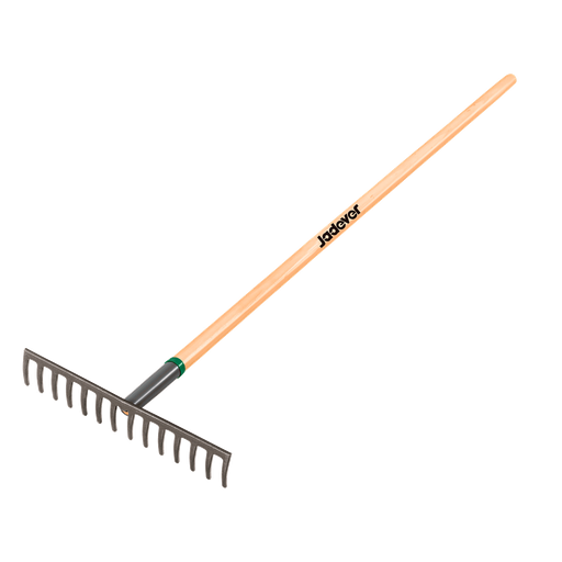 [JDXW1314] Rastrillo grava 14 dientes acero al carbono mango madera longitud 1250mm cabezal x x Jadever
