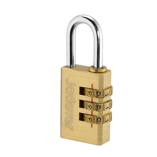 [JDPD3423] Candado combinación latón 3 dígitos 3x20mm 3 ruedas codificadas combinación perzonalizable Jadever