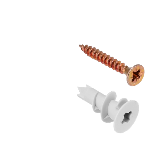 [JDXT1B01] Kit tornillos fix punta aguja tarugos 120 piezas 60 tornillos punta aguja acero al c superficie galvanizada + 60 tarugos placas durlock Jadever