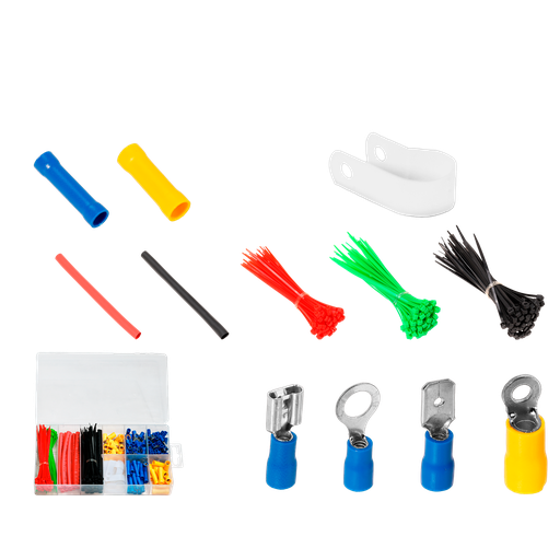 [JDTT1B03] Kit terminales 308 pieza pa + pe + pvc + latón rv5.5-3.5 rv2-5s rv2-6 bv2 bv5.5 mdd2-250 dd2-250 + termocontraibles (rojo+negro) + uniones 24x (negro+rojo+verde) + clip r Jadever