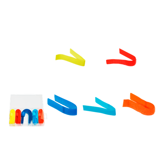 [JDVQ1B01] Juego cintas velcro 50 piezas material poliester 20 x 180mm 10 rojo + 10 naranja + 10 azul + 10 celeste + 10 amarillo Jadever